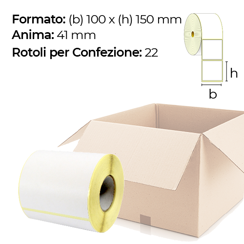 Confezione da 22 rotoli di etichette a trasferimento termico 100×150 mm Ø41