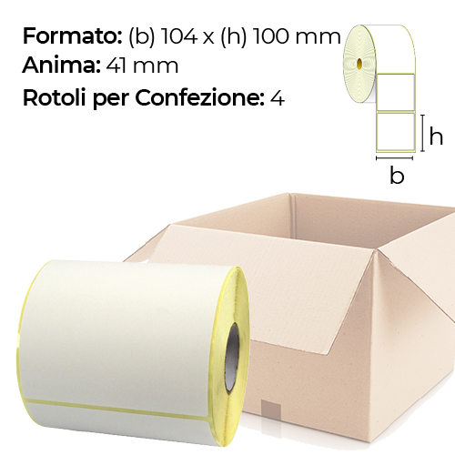 Confezione da 4 Rotoli di etichette a trasferimento termico 104x100 mm anima 41