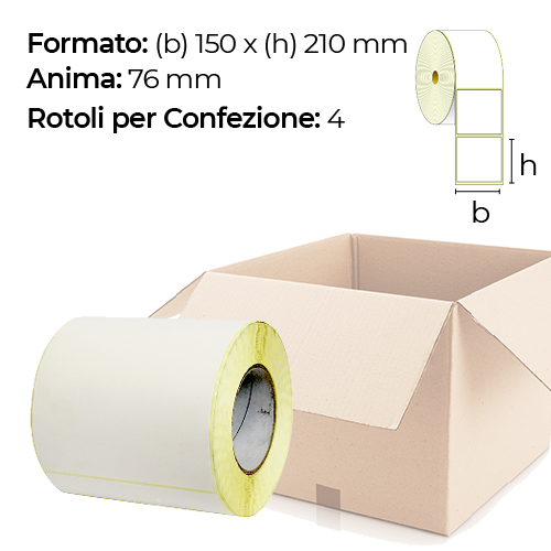 Confezione da 4 rotoli di etichette a trasferimento termico 150×210 mm Ø76