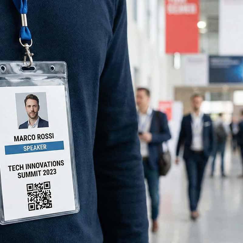 badge visitator stampato su cartellino stampabile termico