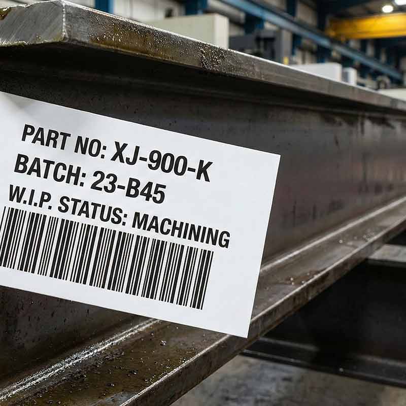 cartellino industriale materiale stampato su sintetico resistente