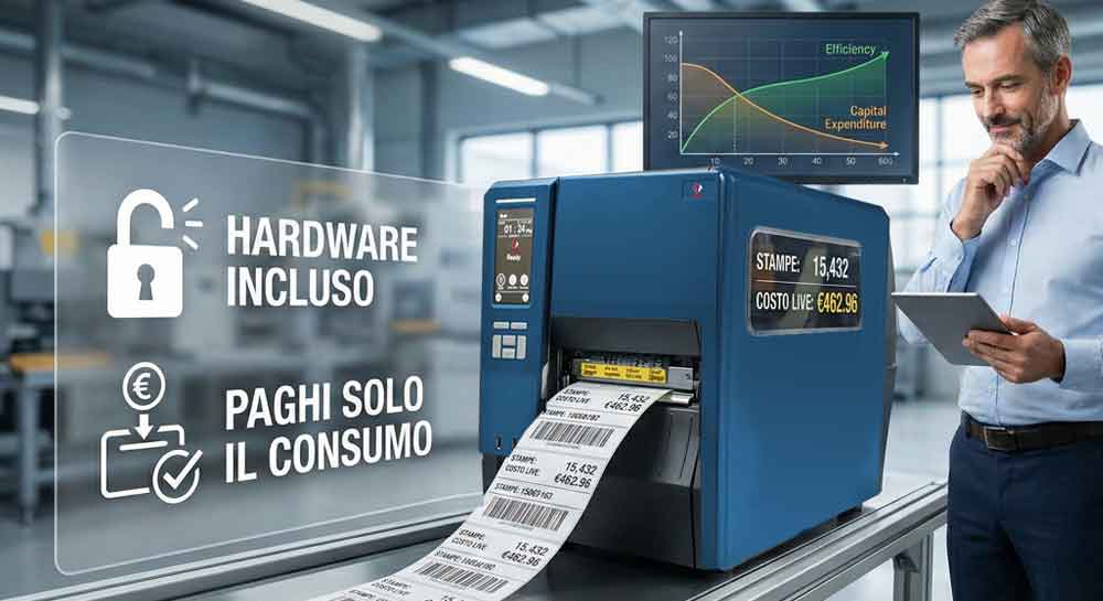 Formula Costo Copia Stampa per il noleggio di stampanti per etichette senza investimento iniziale