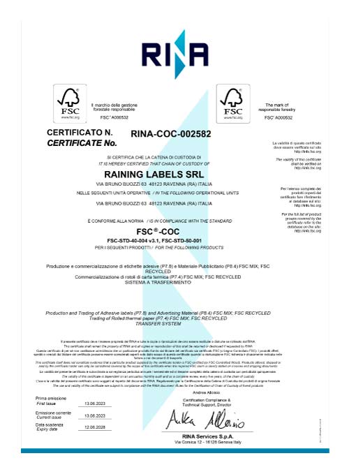 Certificazione SFC - Raining Labels